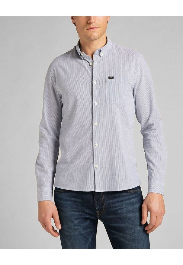 Lee - LEE SLIM BUTTON DOWN NAVY L66XMC35. Typ kołnierza: button down