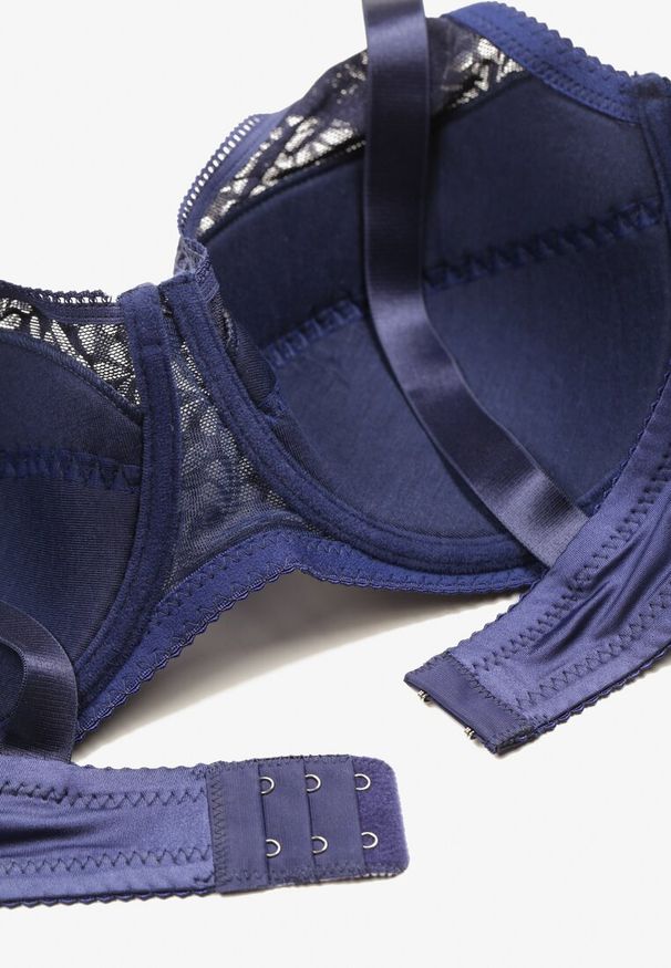 Renee - Granatowy Koronkowy Biustonosz Full Cup Vikiiloni. Kolekcja: plus size. Kolor: niebieski. Materiał: koronka