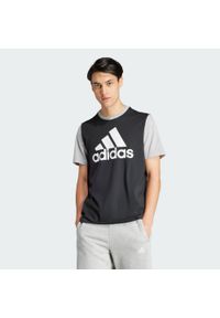 Adidas - Koszulka męska adidas Essentials Single Jersey Big Logo Tee. Kolor: szary, czarny, wielokolorowy. Materiał: jersey #1