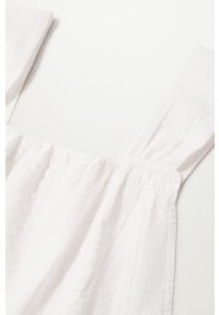 mango - Mango Sukienka bawełniana Coquet kolor biały maxi rozkloszowana. Kolor: biały. Materiał: bawełna. Długość rękawa: na ramiączkach. Typ sukienki: rozkloszowane. Długość: maxi #5
