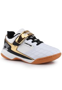 LOTTO - Buty dziecięce sportowe na halę Lotto FLITTER K. Kolor: żółty, czarny, wielokolorowy, biały. Sport: turystyka piesza #1