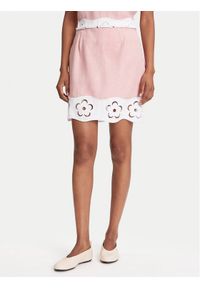 STAUD Spódnica mini Margaux R25S6138LN Różowy Regular Fit. Kolor: różowy. Materiał: len