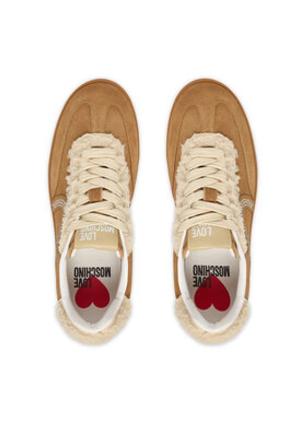 Love Moschino - LOVE MOSCHINO Sneakersy JA15402G0NIGY104 Beżowy. Kolor: beżowy. Materiał: zamsz, skóra