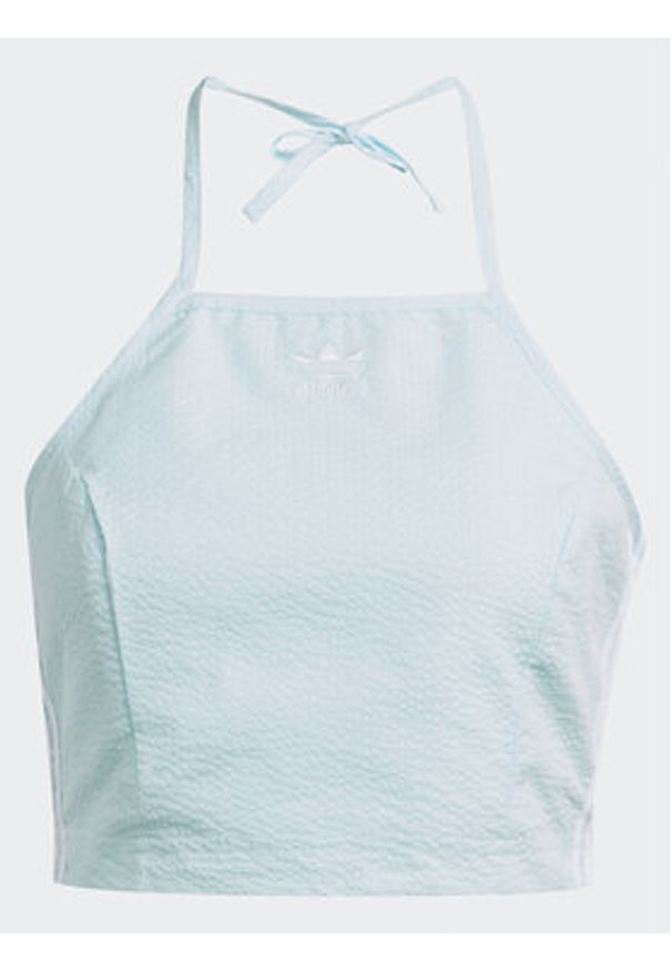 Adidas - adidas Top adicolor Classics Poplin HL9307 Błękitny Slim Fit. Kolor: niebieski. Materiał: bawełna