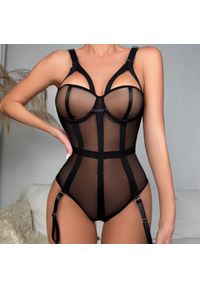 Intica - Body push-up z transparentnego materiału na specjalne okazje Joschka. Kolor: czarny. Materiał: materiał #2