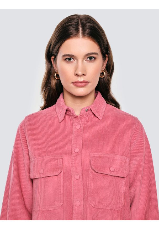 Big-Star - Koszula damska sztruksowa różowa Onino 601. Kolor: różowy. Materiał: sztruks. Styl: elegancki