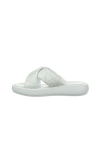 Klapki Bayla-161 161 79 11 White 161499, Biały, Skóra naturalna. Okazja: na co dzień. Kolor: biały. Materiał: skóra. Wzór: paski. Sezon: lato. Obcas: na obcasie. Styl: casual. Wysokość obcasa: średni #5