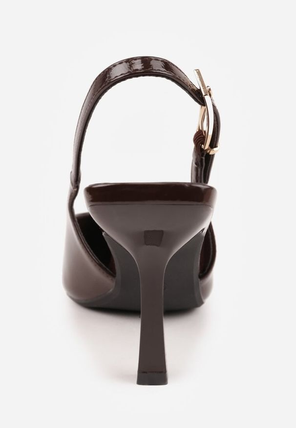 Renee - Brązowe Sandały Lakierowane na Szpilce Vices Typu Slingback Tilazea. Zapięcie: sprzączka. Kolor: brązowy. Materiał: lakier. Obcas: na szpilce. Styl: elegancki, wizytowy