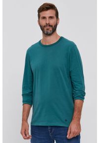 United Colors of Benetton Longsleeve bawełniany kolor zielony gładki. Okazja: na co dzień. Kolor: zielony. Materiał: bawełna. Długość rękawa: długi rękaw. Wzór: gładki. Styl: casual #1
