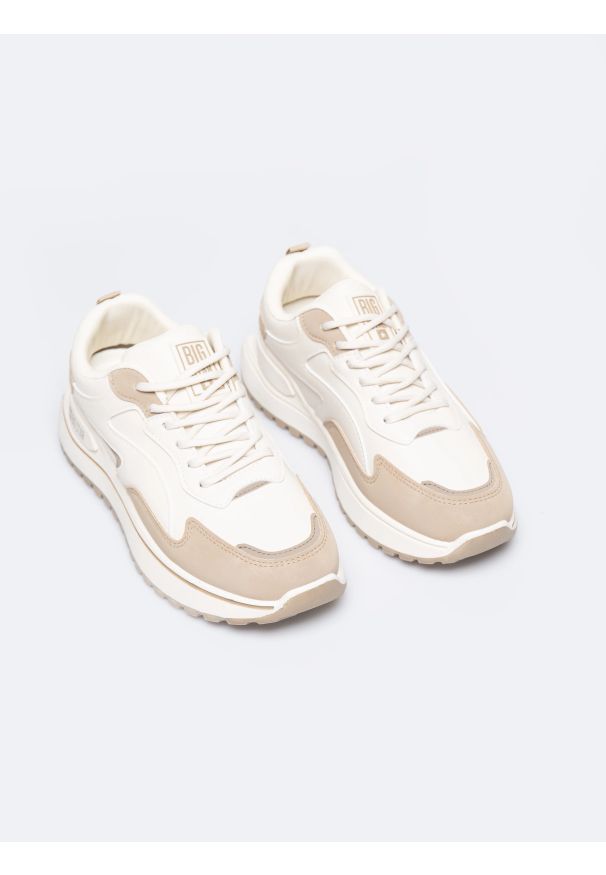 Big-Star - Sneakersy damskie beżowe RR274A216 801. Okazja: na co dzień. Kolor: beżowy. Materiał: zamsz, guma