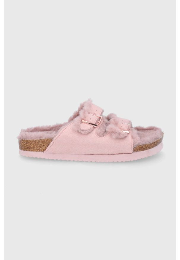 Flip*Flop Kapcie kolor różowy. Kolor: różowy. Materiał: guma, materiał. Wzór: gładki