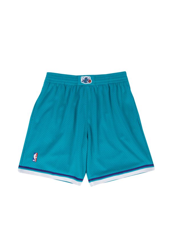 Mitchell & Ness - Swingman Szorty Charlotte Hornets. Kolor: niebieski, wielokolorowy, zielony. Sport: koszykówka
