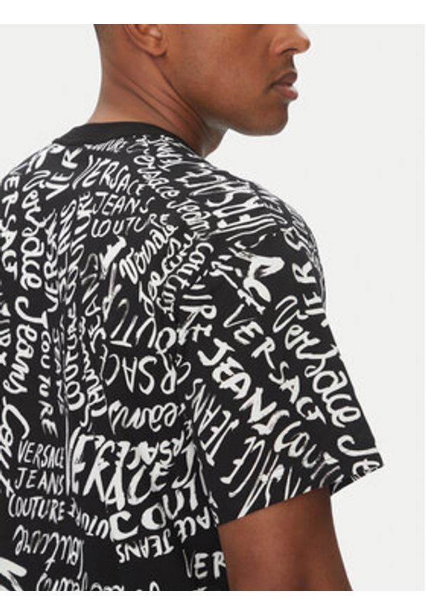 Versace Jeans Couture T-Shirt 78GAH6R0 Czarny Regular Fit. Kolor: czarny. Materiał: bawełna