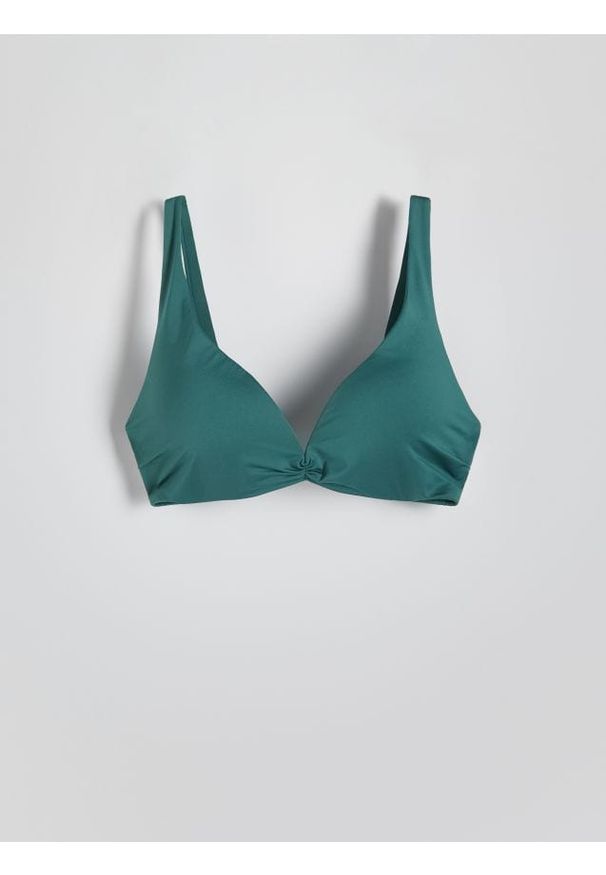 Reserved - Góra od bikini - ciemny turkus. Materiał: dzianina. Wzór: gładki