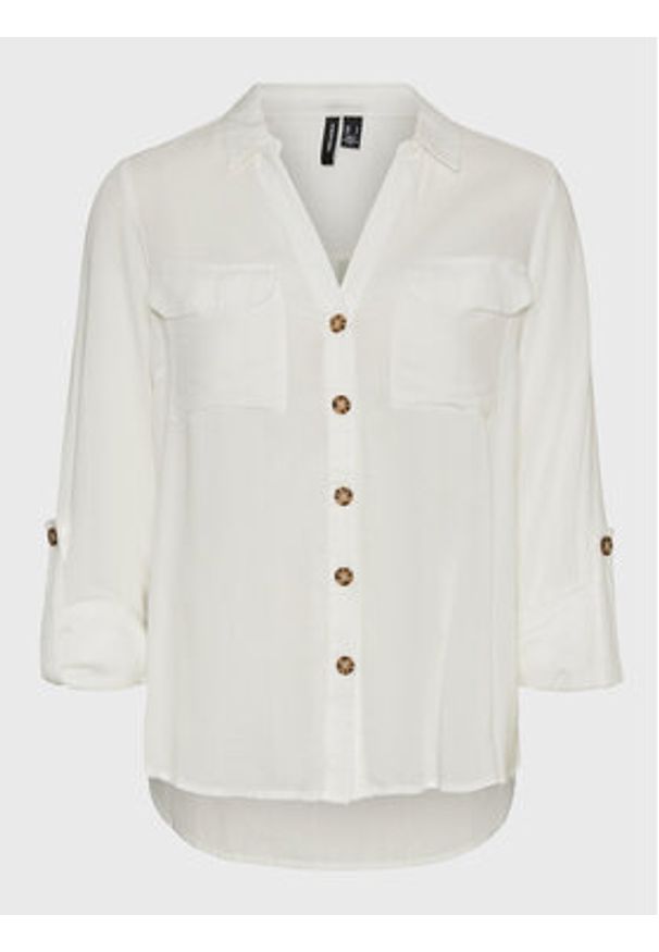 Vero Moda Koszula Bumpy 10275283 Biały Regular Fit. Kolor: biały. Materiał: wiskoza