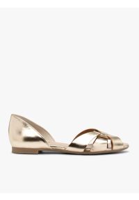 Ryłko - Platynowe baleriny damskie płaskie. Okazja: na co dzień. Kolor: szary. Materiał: skóra. Sezon: lato. Styl: casual, street #1