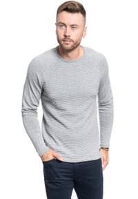 Mustang - SWETER MĘSKI MUSTANG Emil C Structure MID GREY MELANGE 1008255 4140