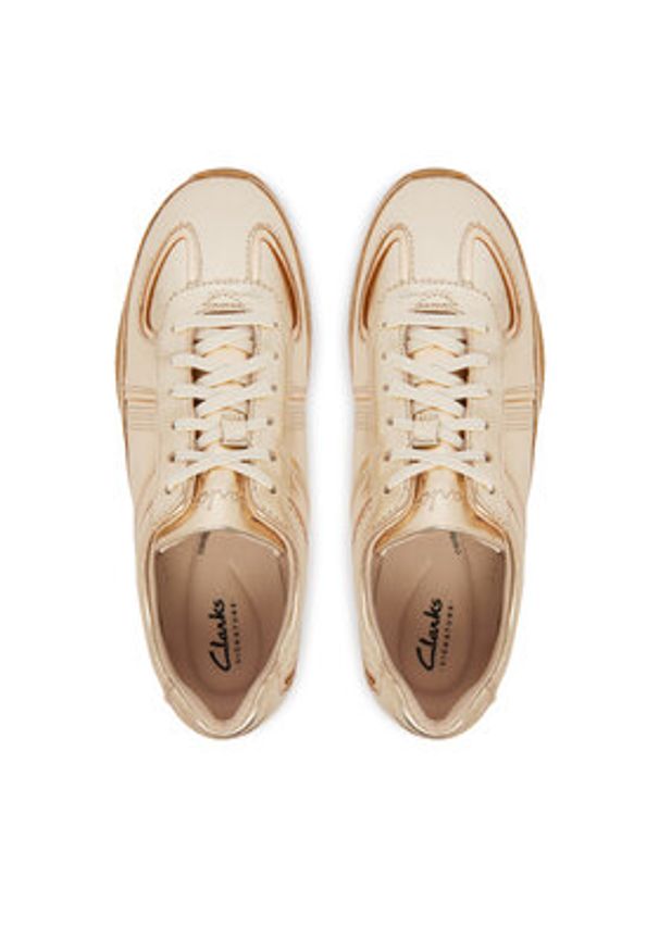 Clarks Sneakersy Meridor Lo 26186585 Złoty. Kolor: złoty. Materiał: skóra