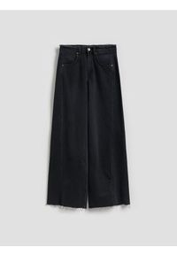 Reserved - Jeansy wide leg z rozdarciami - czarny. Kolor: czarny
