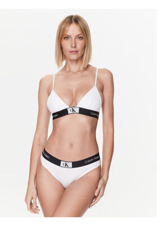Calvin Klein Underwear Biustonosz braletka Unlined 000QF7217E Biały. Kolor: biały. Materiał: bawełna