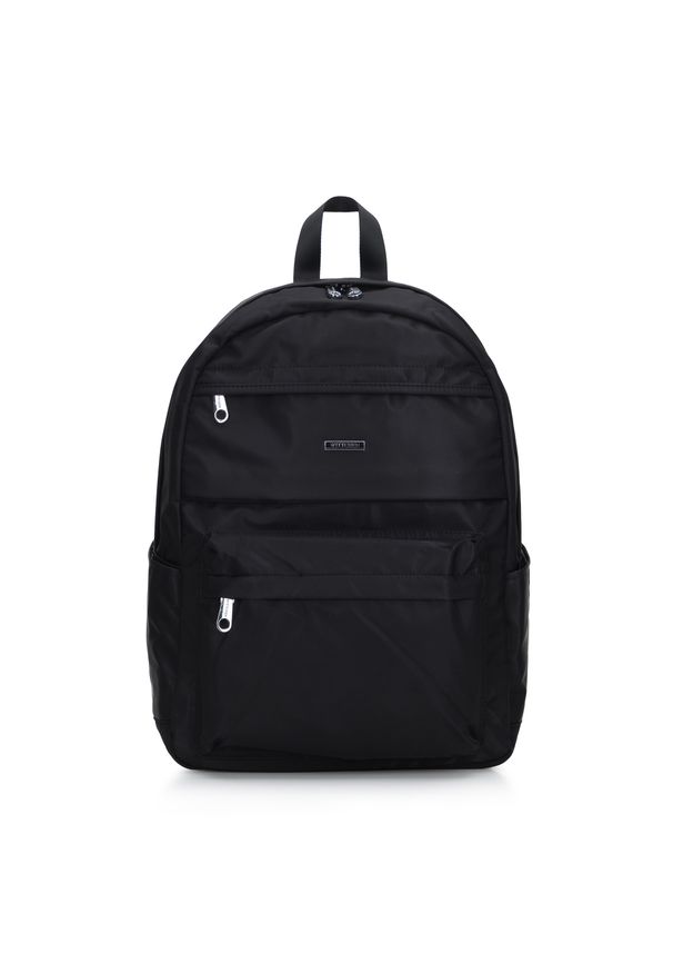 Wittchen - Damski plecak z nylonu duży. Kolor: czarny. Materiał: nylon. Styl: casual, elegancki, sportowy