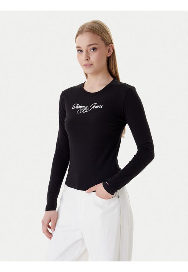 Tommy Jeans Bluzka Essential DW0DW21844 Czarny Regular Fit. Kolor: czarny. Materiał: bawełna