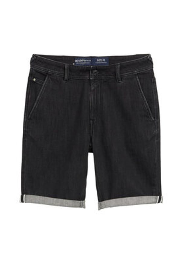 Tom Tailor Denim Szorty jeansowe 1044986 Czarny Straight Fit. Kolor: czarny. Materiał: bawełna