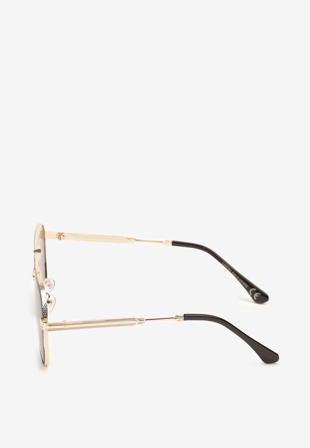 Renee - Czarno-Złote Okulary Przeciwsłoneczne Klasyczne z Filtrem UV Glealisa. Kolor: czarny