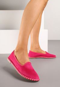 Born2be - Fuksjowe Espadryle Balerinki z Ozdobnymi Przeszyciami Firavione. Okazja: na co dzień, na imprezę. Kolor: różowy. Materiał: len. Sezon: lato. Styl: klasyczny, casual