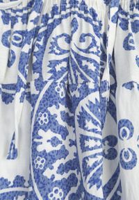 Born2be - Niebieska Rozkloszowana Spódnica z Wiskozy z Wysokim Stanem i Etnicznym Wzorem Ari. Okazja: na co dzień, do pracy, na spacer. Stan: podwyższony. Kolor: niebieski. Materiał: wiskoza. Wzór: aplikacja. Sezon: lato. Styl: casual #3