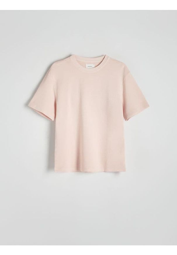 Reserved - T-shirt z efektem sprania - różowy. Kolor: różowy. Materiał: bawełna