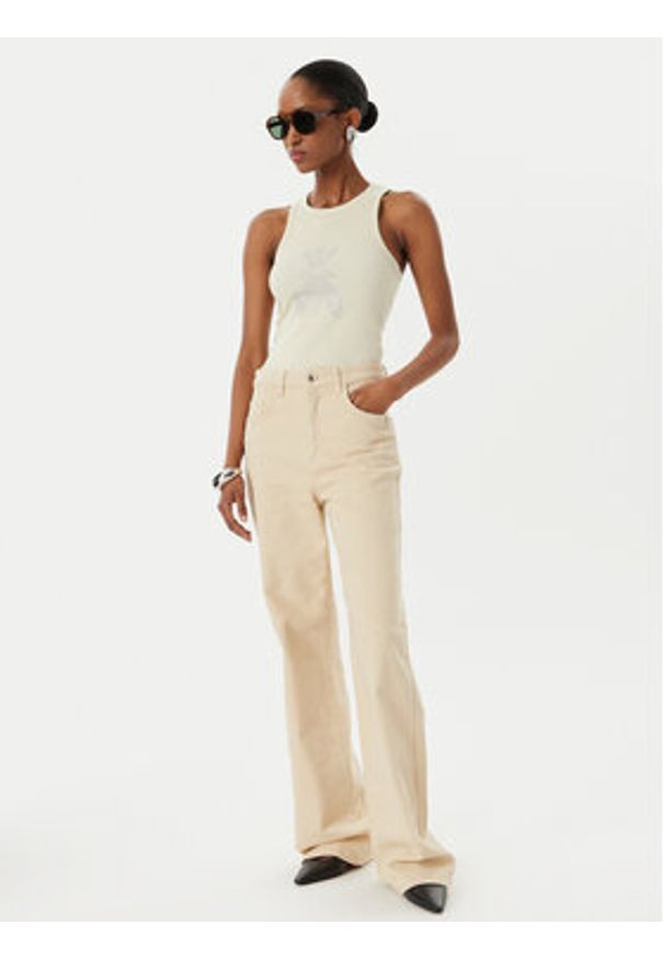 Patrizia Pepe Top 8M1768/J373-W413 Beżowy Slim Fit. Kolor: beżowy. Materiał: bawełna