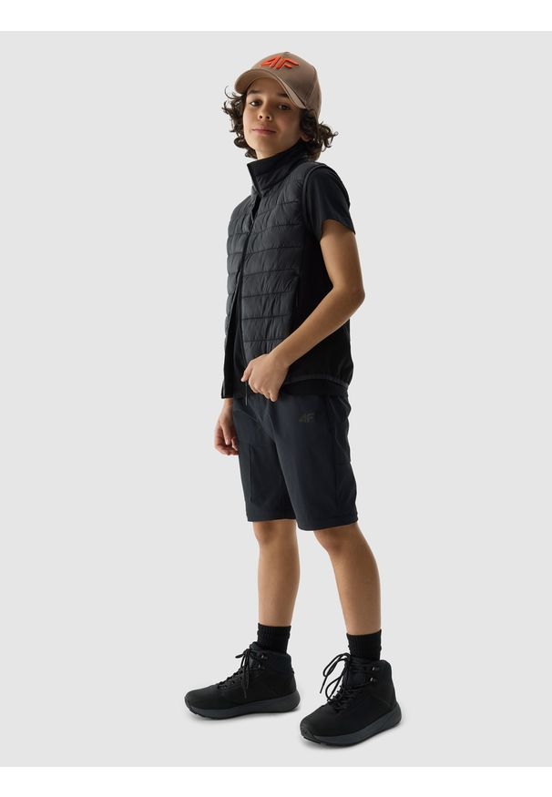 4f - 4F Spodnie 4Way Stretch chłopięce - czarne 152 (11-12 lat). Kolor: czarny. Materiał: tkanina, materiał, włókno. Sezon: lato. Sport: wspinaczka