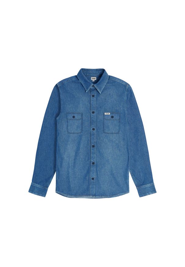 Wrangler - MESKA KOSZULA JEANSOWA WRANGLER OVERSHIRT SLATEBOUND 112373187. Materiał: jeans
