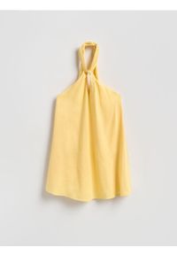Reserved - Sukienka mini - jasnożółty. Kolor: żółty. Materiał: wiskoza, tkanina, len. Długość: mini #1