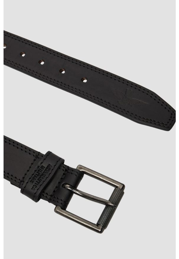 Aeronautica Militare - AERONAUTICA MILITARE Czarny skórzany męski pasek, Rozmiar L. Kolor: czarny. Materiał: skóra. Wzór: moro. Styl: militarny, elegancki, klasyczny, casual