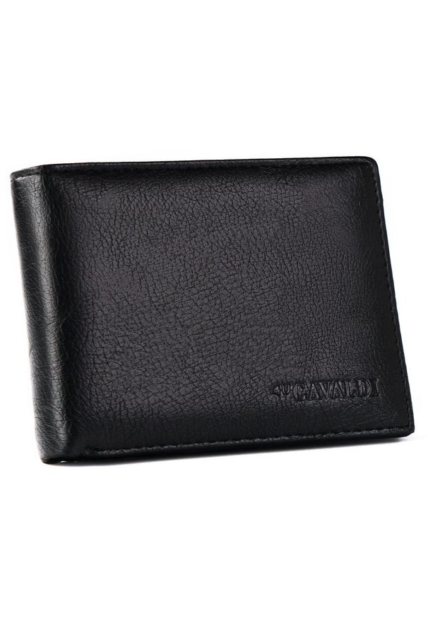 4U CAVALDI - Portfelik męski Cavaldi M1077-PU czarny. Kolor: czarny. Materiał: skóra ekologiczna