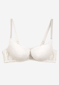 Renee - Jasnobeżowy Biustonosz z Efektem Push Up z Delikatną Koronką Xilemia. Kolor: beżowy. Materiał: koronka. Rodzaj stanika: push-up. Wzór: koronka