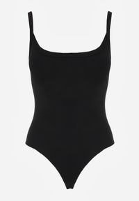 Born2be - Czarne Body Basic z Prążkowanej Dzianiny Bawełnianej Perochis. Okazja: na co dzień. Kolor: czarny. Materiał: bawełna, prążkowany, dzianina. Styl: casual #5
