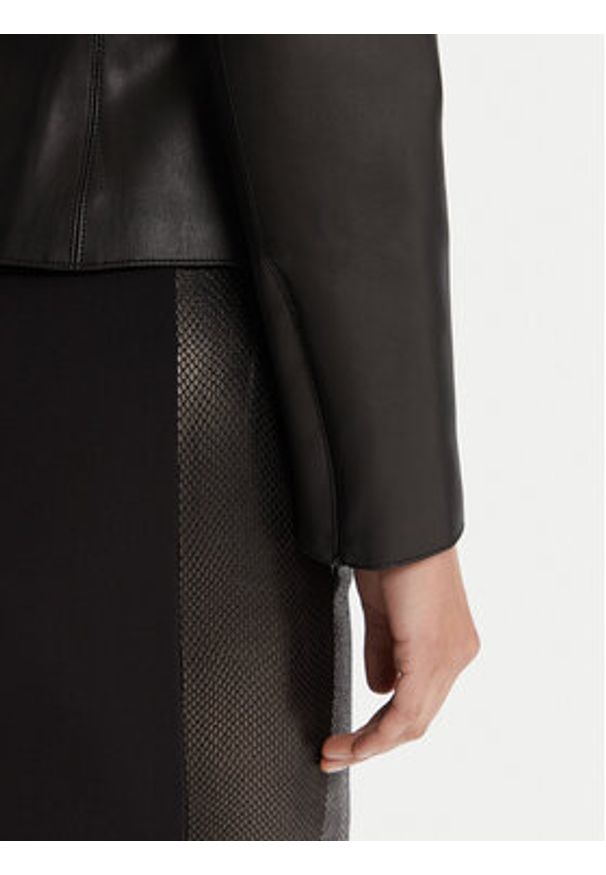 Elisabetta Franchi Kurtka z imitacji skóry GI-187-57E2-V680 Czarny Slim Fit. Kolor: czarny. Materiał: syntetyk