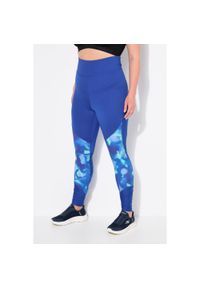 ULLA POPKEN - Damskie Sportowe legginsy szybkoschnące wysoki stan kieszeń na zamek. Stan: podwyższony. Kolekcja: plus size. Kolor: niebieski. Materiał: poliester, materiał