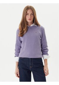 TOMMY HILFIGER - Tommy Hilfiger Sweter Fine WW0WW44993 Fioletowy Regular Fit. Kolor: fioletowy. Materiał: bawełna #1