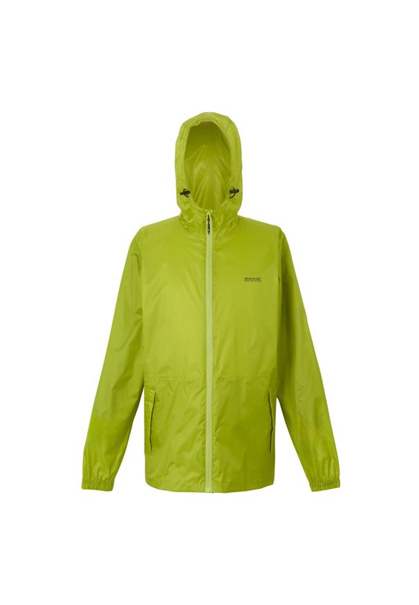 Regatta - Męska Kurtka Kieszonkowa + Worek Pack It III. Kolor: żółty, wielokolorowy, zielony. Sport: turystyka piesza