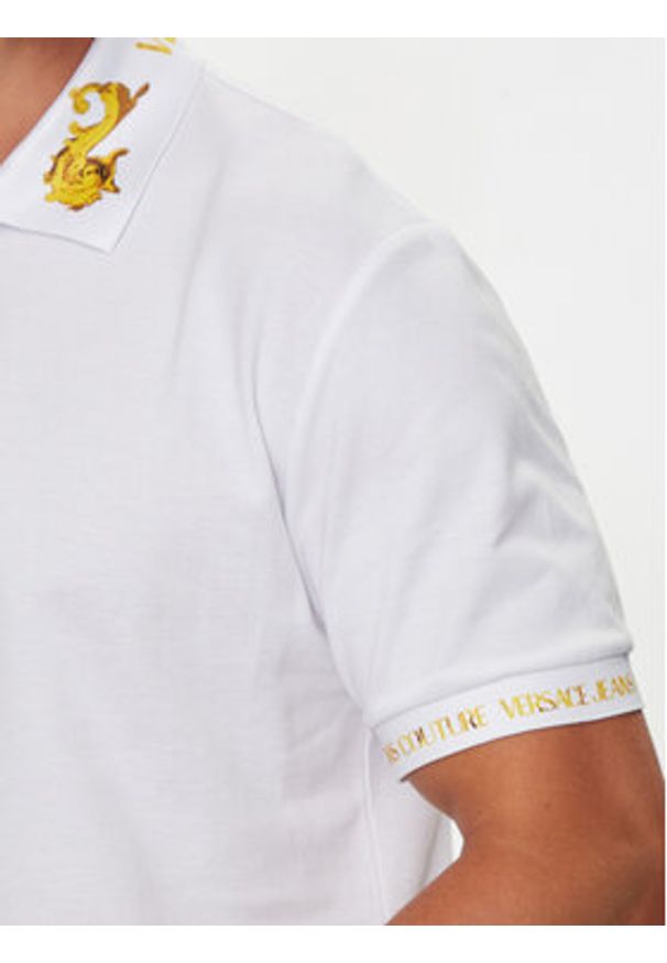 Versace Jeans Couture Polo 76GAGT00 Biały Regular Fit. Typ kołnierza: polo. Kolor: biały. Materiał: bawełna