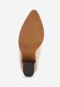 Renee - Beżowe Botki Vices w Stylu Kowbojek na Słupku Velfedi. Okazja: na co dzień. Kolor: beżowy. Materiał: jeans. Sezon: jesień, zima. Obcas: na słupku. Styl: casual #7