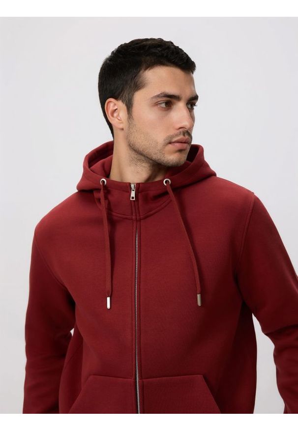 Reserved - Bluza z kapturem - karminowy. Typ kołnierza: kaptur. Kolor: czerwony. Materiał: dzianina, bawełna