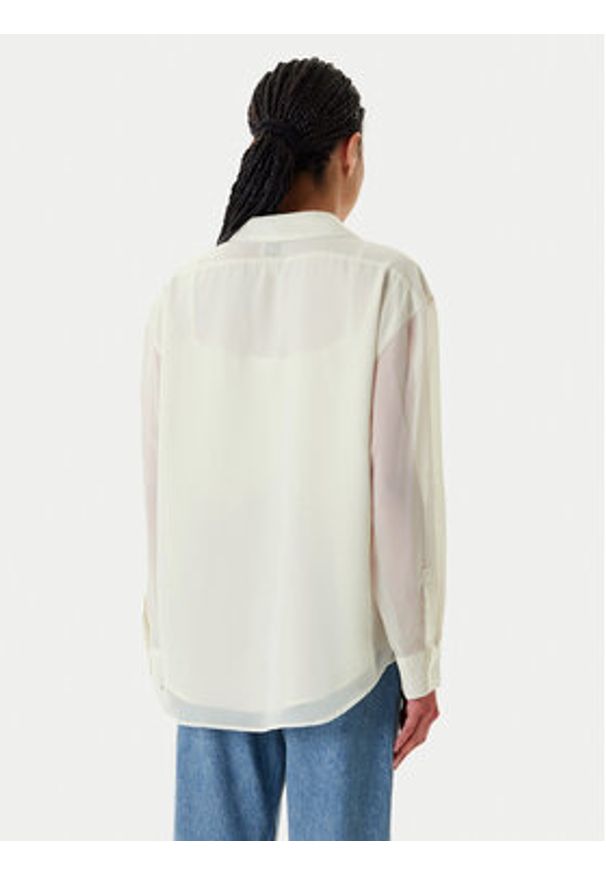 Calvin Klein Koszula LV044B902G Écru Regular Fit. Materiał: syntetyk