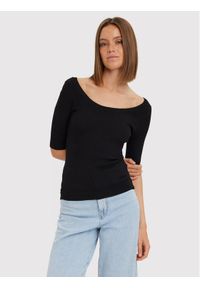 Vero Moda Bluzka Estela 10268128 Czarny Slim Fit. Kolor: czarny. Materiał: syntetyk