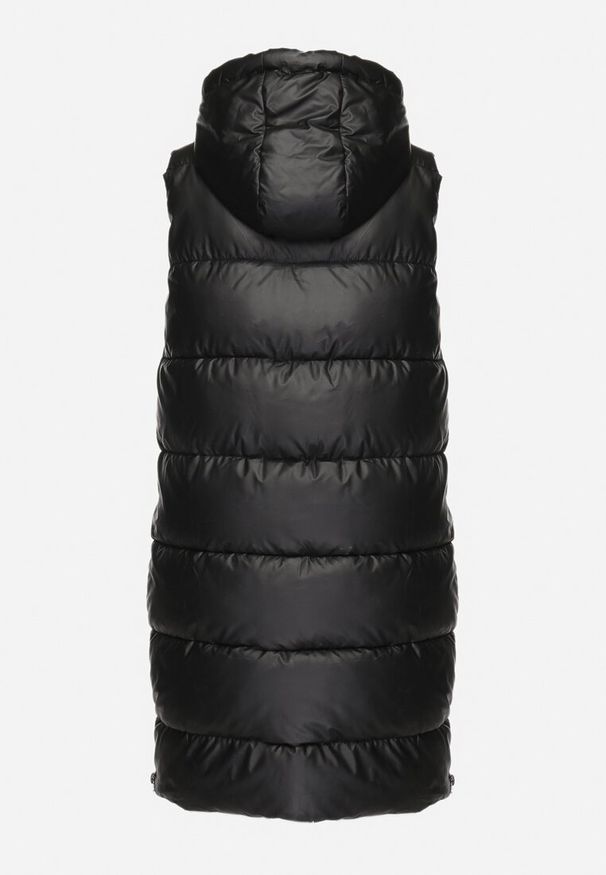 Born2be - Czarna Pikowana Kamizelka z Kapturem i Obustronnym Suwakiem Trilasa. Typ kołnierza: kaptur. Kolor: czarny. Styl: elegancki