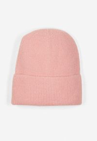 Born2be - Różowa Czapka Ozdobiona Wywinięciem i Metaliczną Nicią Temirina. Kolor: różowy. Wzór: aplikacja. Styl: casual, elegancki #1